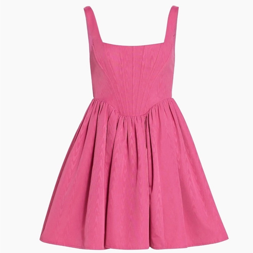 STAUD Landscape Dress Vibrant Pink Flare Dress Sz 0 NWT 395$ - Picture 3 of 10